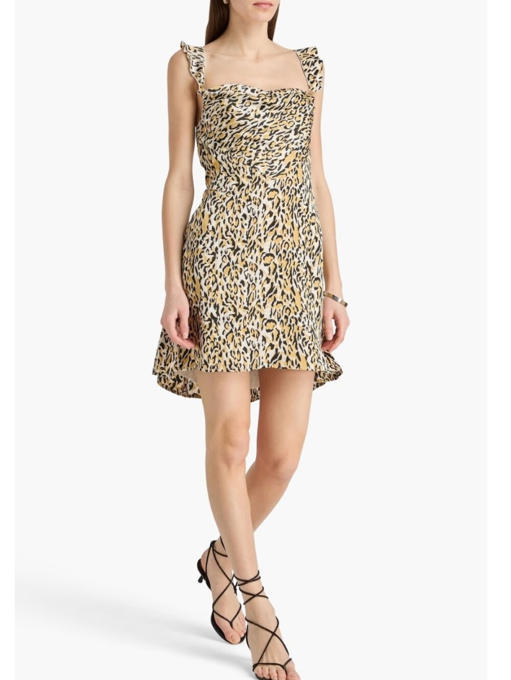 Maje Leopard Print Satin Mini Dress Brown Open Back European 40/M